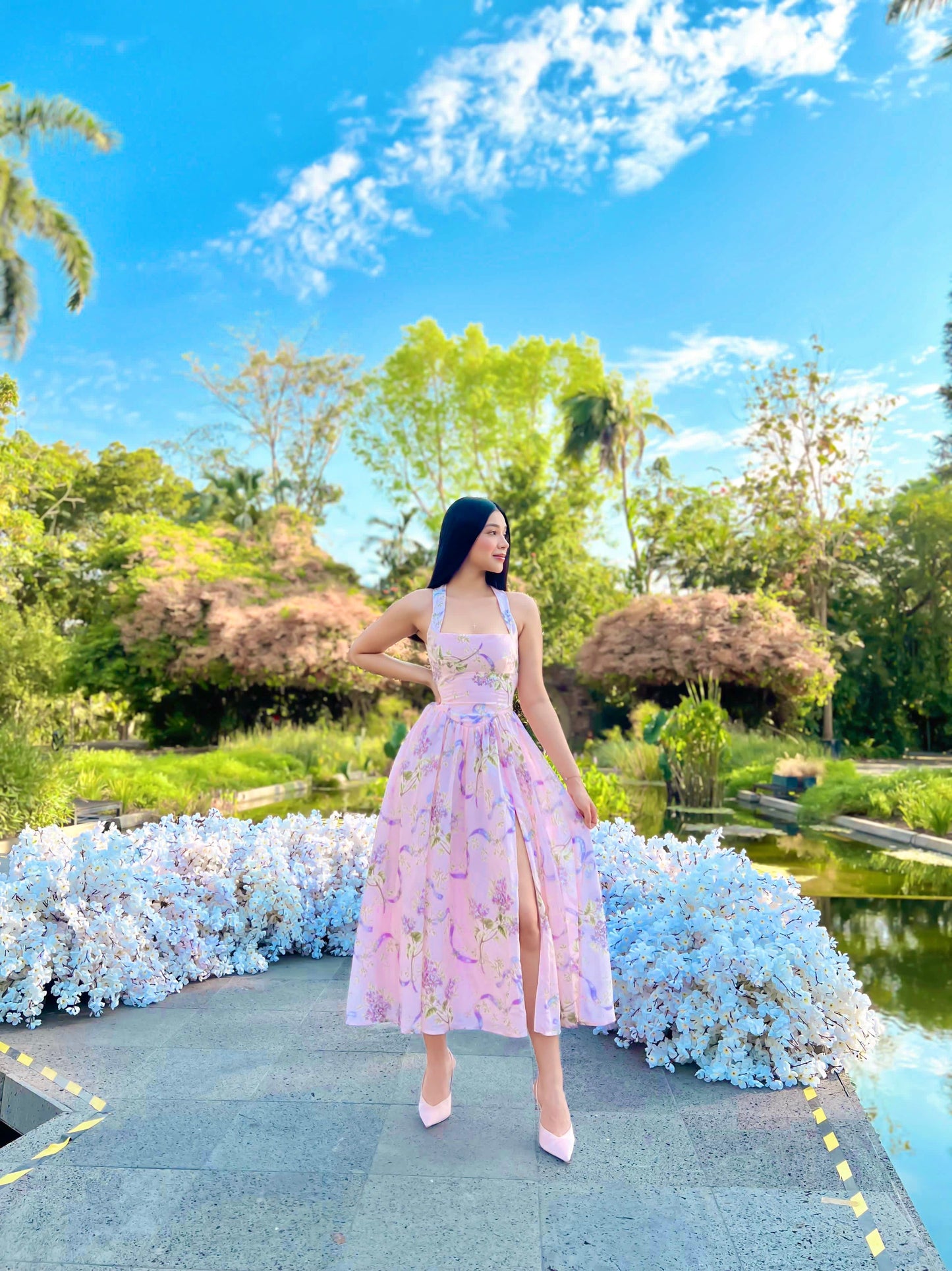 Vestido rosa estampado de flores