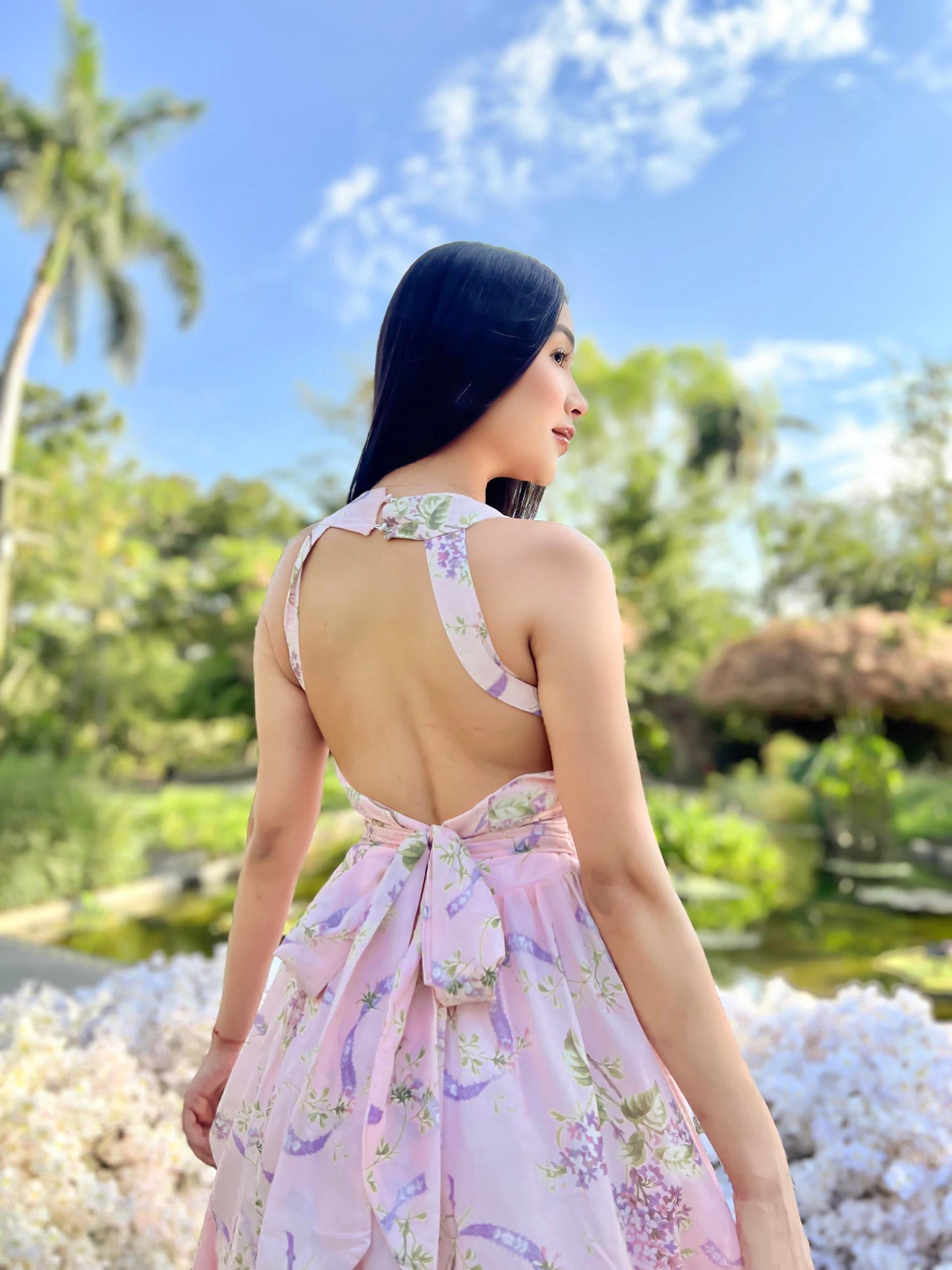 Vestido rosa estampado de flores