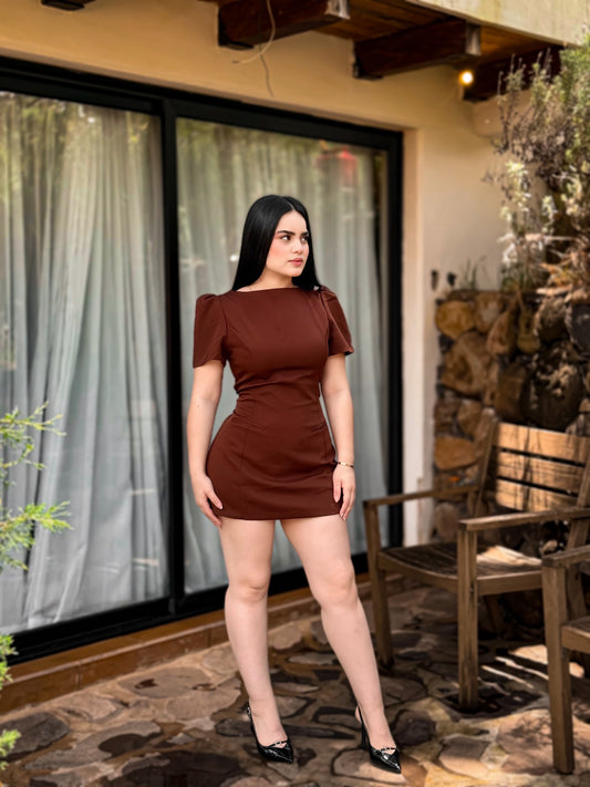 Vestido Abril café