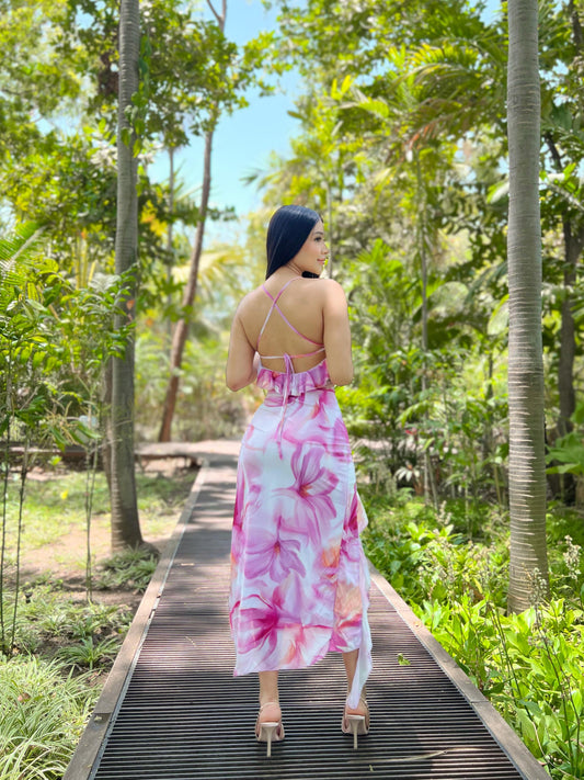 Vestido estampado floral con Olanes